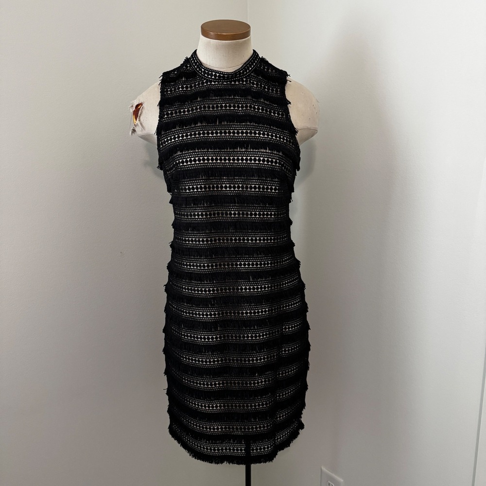 NEW J Crew 2 Black Sheath Dress in Fringy Lace Party Cocktail Special Occasion